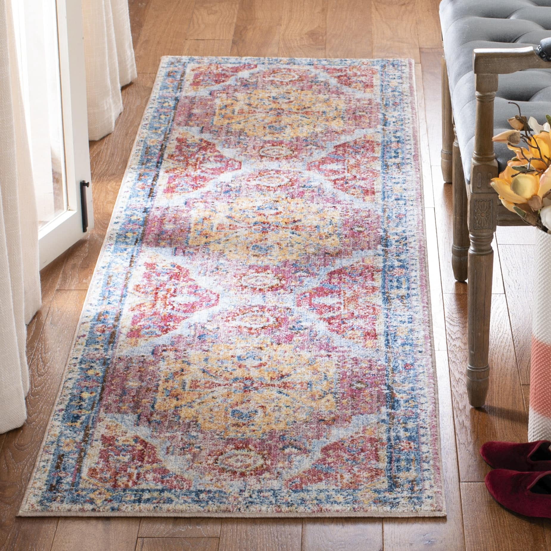 Safavieh Bristol Cuthbert Overdyed Polyester Runner Rug, Red/Blue, 2'3