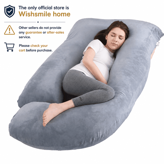 COOKEY Pregnancy Pillow 72inch U Shaped Full Body Maternity Pillow with Removable Velvet Cover - Dark Gray