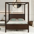 thumbnail image 1 of Clearance! Queen Size Canopy Platform Bed with Headboard and Footboard,Slat Support Leg - Brushed Espresso, 1 of 9