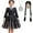 Dress+Wig+Necklace, variant on Black Striped Gothic College Uniform Costume for Girls Halloween Outfit 4-5Y