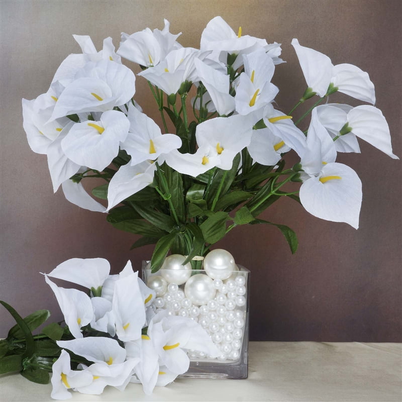 12 Bush 252 Pcs White Artificial Mini Calla Lilies Flowers