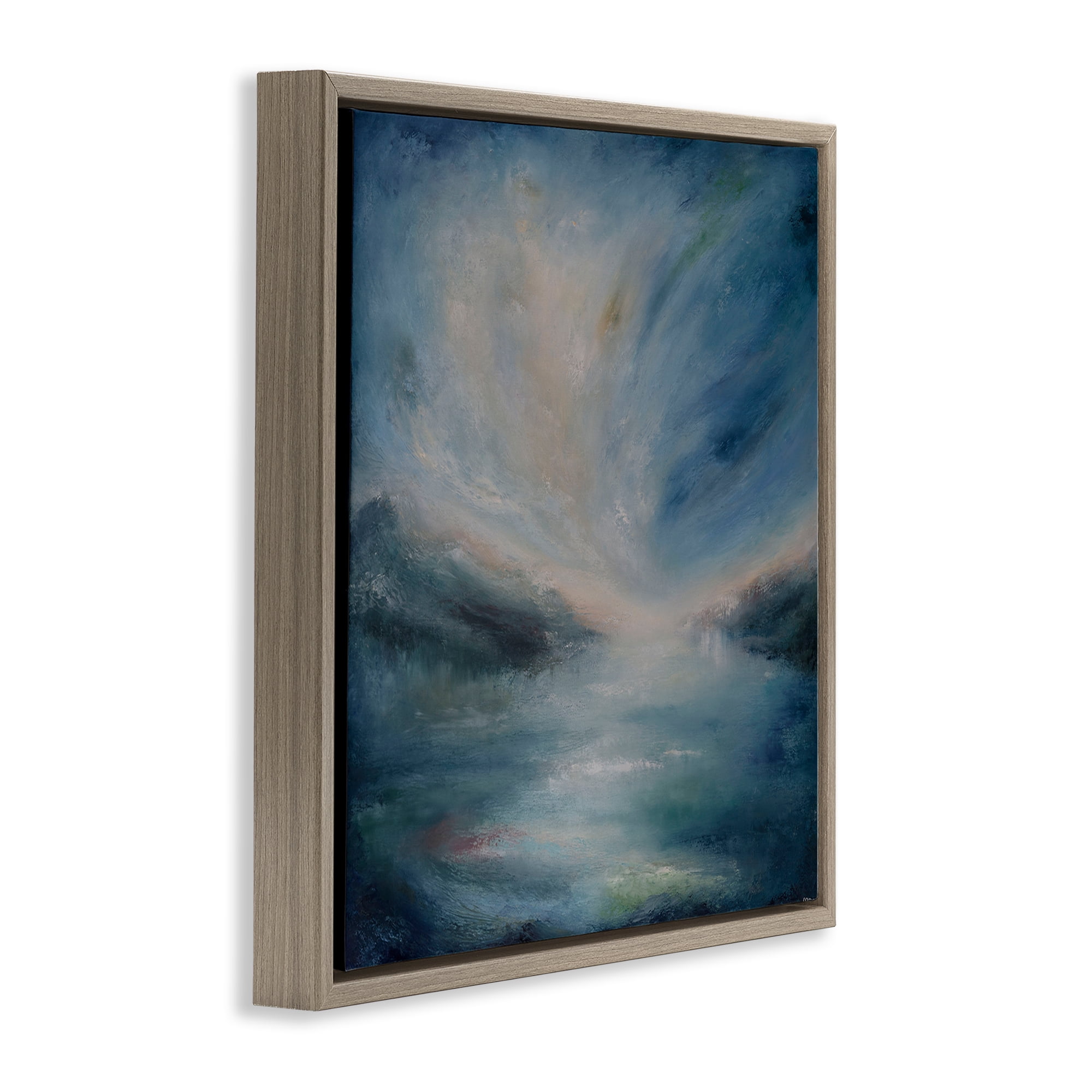 Stupell Industries Blue Hour Abstract Landscape Abstract Painting Brown Floater Framed Canvas Art Print Wall Art, 25 x 25