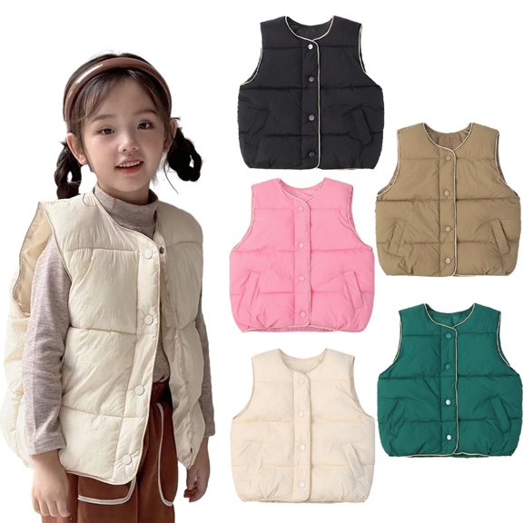 Esaierr Kids Baby Boys Girls Vest Jacket Toddler Fall Winter Waistcoat Thick Warm Cotton Vest Coats Little Big Boys Girls Soft Lightweight Breathable down Cotton Sleeveless Outwear for 2-12Y
