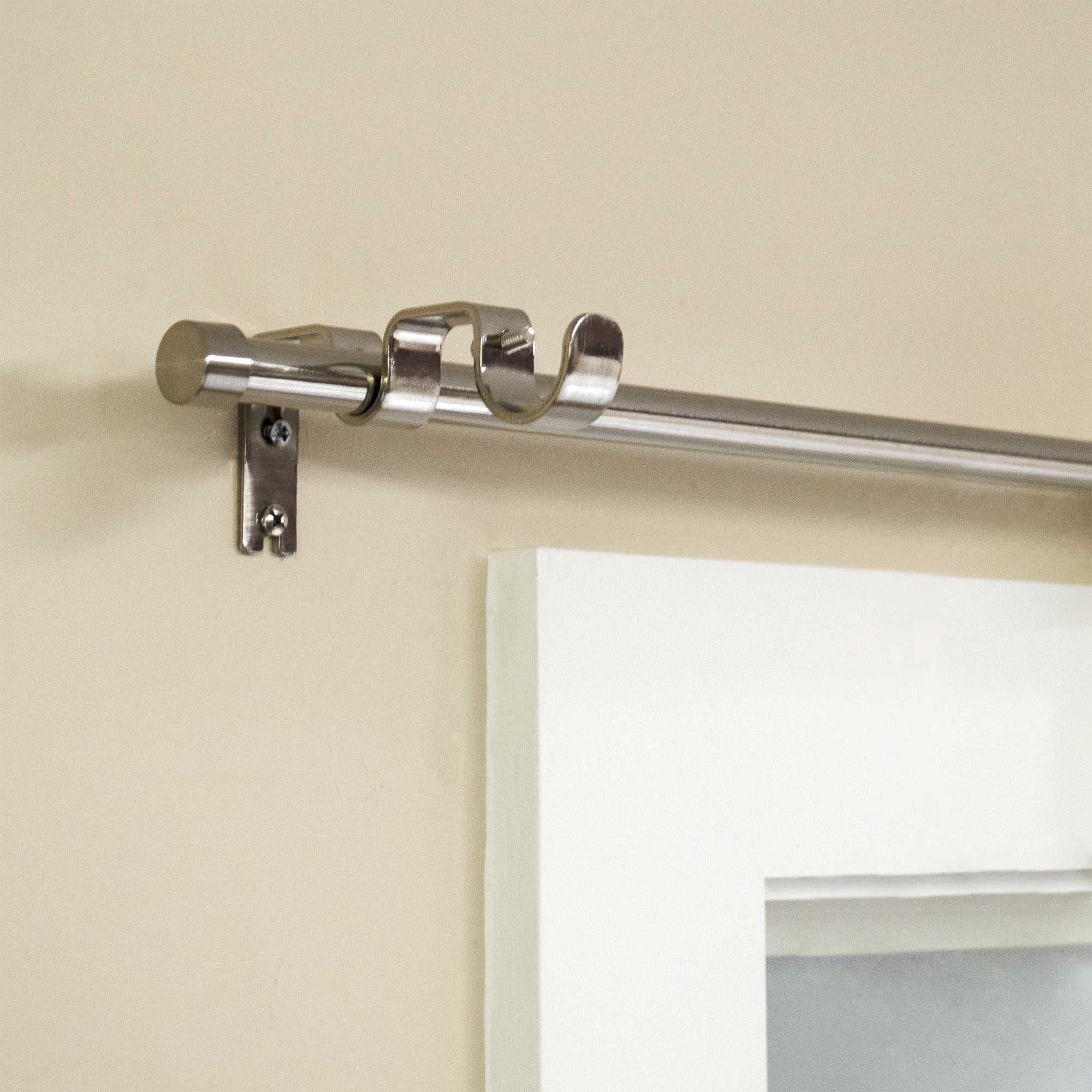 Better Homes & Gardens 5/8" Plated Brushed Nickel Adjustable Add on Curtain Rod Kit, 32-120"