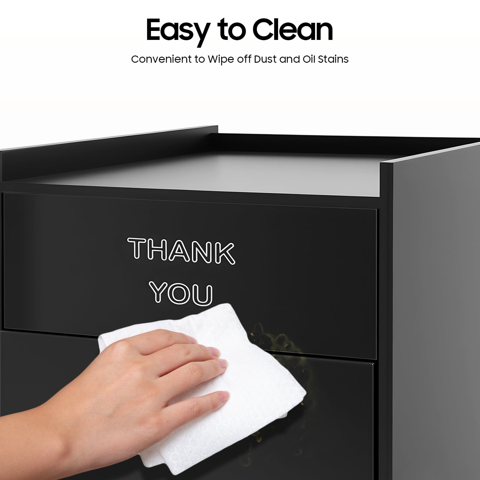 YIYIBYUS 30 Gallon Commercial Trash Can 110 Lbs Capacity, Modern Black Garbage Bin with Swing Door & Platform for Office, Food Court, Restaurant, Cafeteria
