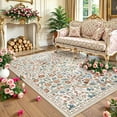 thumbnail image 4 of Lahome Floral Washable Rugs, 8x10 Area Rug for Living Room, Soft Large Boho Bedroom Rugs, Flower Non Slip Ultra Thin Botanical Carpet for Dining Room Nursery Office, Beige, 4 of 12