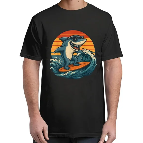 Cool Retro Shark in Sunglasses Surfing Iconic Adult Look S-4XL