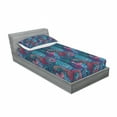 thumbnail image 3 of Ambesonne Colorful Fitted Sheet & Pillow Sham Set, Mosaic Shell Swirls, Full, Pale Blue and Lilac Pink, 3 of 3