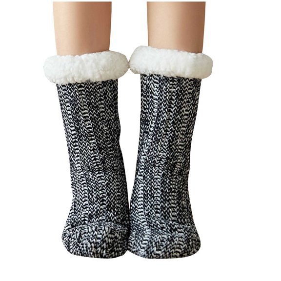 Pitauce Womens Winter Warm Plush Mid Cut Cotton Socks Soft Cozy Knitted Socks House Slipper Floor Socks Thermal Sleeping Socks Christmas Gifts