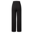 thumbnail image 2 of HNMKIU Womens Casual Pants Rib Knit High Waist Wide Leg With Elastic Waistband Straight Cut Trousers for Women Black,S, 2 of 8