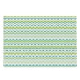thumbnail image 1 of Teal and White Cutting Board, Zig Zag Lines in Horizontal Order Chevron Triangles Geometric, Decorative Tempered Glass Cutting and Serving Board, Large Size, Yellow Green Cream Blue, by Ambesonne, 1 of 1