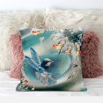 thumbnail image 3 of Amrita Sen Designs  28 x 28 in. Curious Humming Bird Broadcloth Indoor & Outdoor Blown & Closed Pillow - Turquoise & Blue, 3 of 4