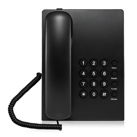 Téléphone Filaire de Bureau Fixe, Téléphone Fixe Mural, Prise en Charge de la Recomposition/pause/clignotement/maintien, Sonnerie Réglable Non