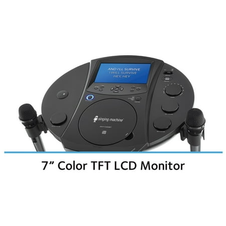 Singing Machine ISM1030BT Bluetooth Pedestal Karaoke System with Resting Tablet Cradle and 7"LCD Color Monitor and Two Microphones, Black