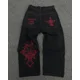 thumbnail image 1 of Pantalones vaqueros holgados con estampado de bolsillos exquisitos y originales de moda, pantalones de pierna ancha lavados con diseño de calle de cintura alta estilo retro hip hop Y2K, 1 of 3