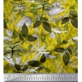 thumbnail image 1 of Soimoi Yellow Cotton Duck Fabric Artistic Leaves Print Fabric by Yard 56 Inch Wide, 1 of 1