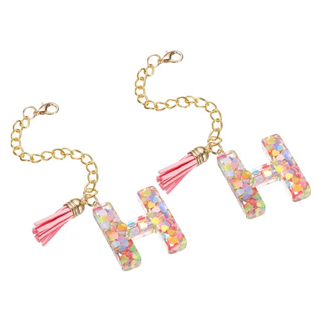 Accesorios de encanto de letras de 2 piezas para taza de tumbler, identificación de nombre ID, multicolor (Letra H)