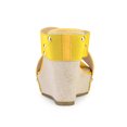 thumbnail image 4 of BLISSFUL STEP Women's Shoes Wedge Open Toe Crisscross Straps Linen Platform Sandals Yellow 7, 4 of 8