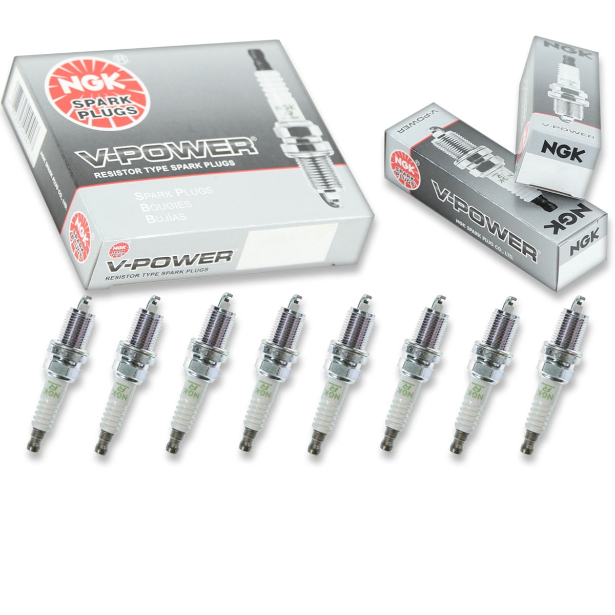 8 pc NGK 4291 V-Power Spark Plugs for 0000-18-F285 1765214 1Y0H 3133 412 436 436C2 5-86003124 5-86003124-0 98079-5614G AGSP33C B2401-6A0A0 E3.56 F285-18-110 F7LC0R2 F7LCOR2 F7LCOT2 F7LCR FR7LCX