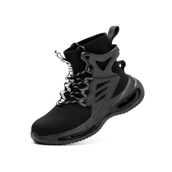 Men's Work Boots Anti-Smashing With Steel Toe Safety Sneakers Breathable Mesh Composite Toe Shoes Non-Slip Industrial Construction