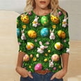 thumbnail image 6 of Xdegoge Easter Day Womens Tops Egg Floral Tee Colorful Pattern 3/4 Sleeve Holiday Casual Cute Holiday Celebration Shirt, 6 of 6