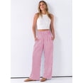 thumbnail image 6 of ANRABESS Women's Gingham Palazzo Pants, High Waisted Wide Leg Lounge Pants with Pockets, Casual Summer Beach Vacation Pants, Red White Stripe Medium, 6 of 9