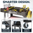 thumbnail image 6 of Olympia Tools Heavy Duty Utility Work Cart | 2 in 1 Convertible 3 Shelf to Flat Top Workstation | 660 lb Capacity, HDPE Frame, Ladder Hook, 4 Swivel Wheels | Tool Carts for Garage & Maintenance, 6 of 9