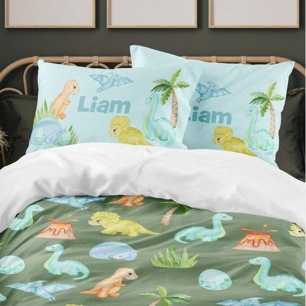 Juego de cama infantil personalizado Dino Boy (edredón o funda nórdica)