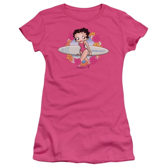 Betty Boop - Surf - Juniors Teen Girls Cap Sleeve Shirt - Large