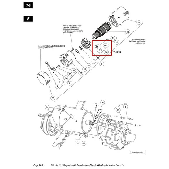 16x Golf Cart Kit Brush 3.7HP,Brush Motor 102938601 Fits on CLUBCAR L6 L8