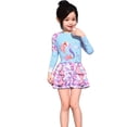 thumbnail image 2 of Toddler Swimsuit Girl Kids Sun Protective Mermaid Print Long Sleeve Dress Style One Piece Swimsuit Toddler Bathing Suit Girl Size 4-5Y, 2 of 6