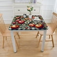 thumbnail image 3 of BANET - Waterproof Oilcloth Table Cloth - Wipeable Tablecloths for Picnic - Non-FadingTable Cover with Better Than Flannel Backing - Gingham and Fruits Green (Rectangle) White, 3 of 7
