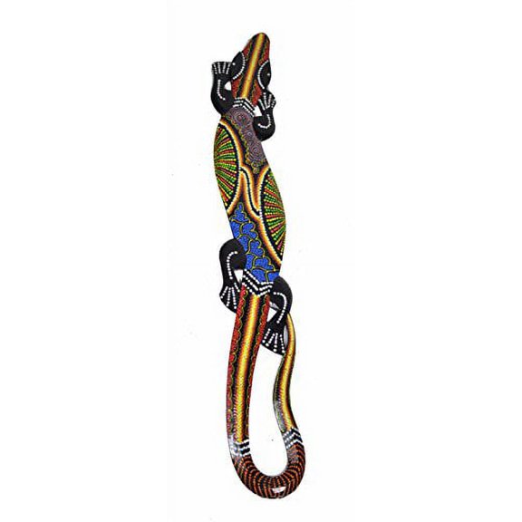 Large 38" Beautiful Unique Hand Carved Wooden Gecko Lizard Tropical Island Wall Art