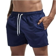 BVnarty Shorts Clearance Men Pants Beach Shorts Sports Shorts Elasticated Lace-up Trousers Solid Breathable Three-point