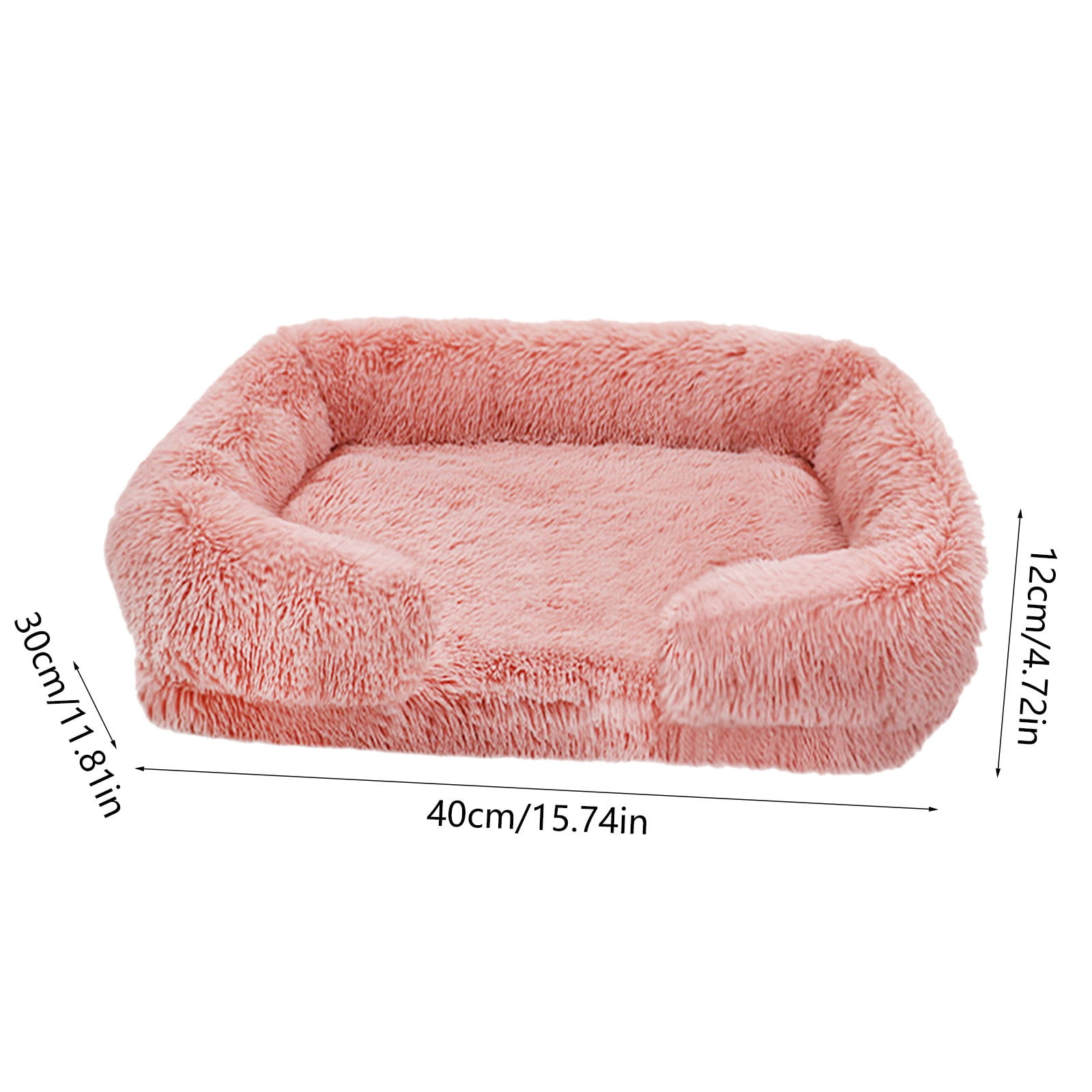 Washable Cat Beds, 4.72*11.81*15.74 for Indoor Cats with Removable Cushion, Easy to Wash Small Pet Sofa Bed with Side, Rectangle Bolster Kitten Bed Calming Cuddle Puppy Bed with Anti-Slip Bottom