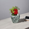 thumbnail image 6 of Benjara Kerry Accent Planter Pot Set of 4- Green Floral Pattern- White Ceramic, 6 of 6