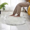 thumbnail image 2 of Soft Artificial Sheepskin Rug Chair Cover Floor Mat Area Rugs Home Decor Irregular, White with Grey Tip, 2P, 2 of 2