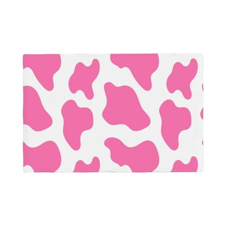 

Table Placemats Set of 4 - cow pink print 90s 00s style 12x18 In Faux Linen Double Heat Resistant Place Mats Cloth Indoor/Outdoor Placemats Washable Table Mats for Dining Kitchen Party