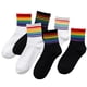 thumbnail image 5 of Calcetines de mujer, calcetines de longitud media, medias de otoño e invierno, calcetines de arcoíris a rayas, calcetines de algodón altos de estilo japonés para mujer, 5 of 5
