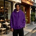 thumbnail image 6 of Mens Hooded Fashion Long Sleeve Hoodies Casual Drawstring with Pockets Pullover Sweatshirt for Men Dark Purple M, 6 of 7