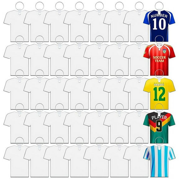 120PCS Sublimation Keychain Blanks Double Side Heat Transfer MDF Key Rings Football