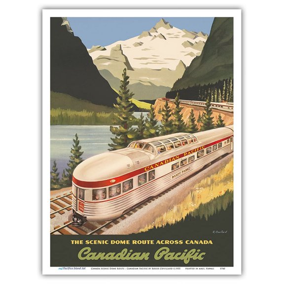 Canada - Scenic Dome Route - Canadian Pacific Railway - Vintage Railroad Travel Poster by Roger Couillard c.1955 - Master Art Print (Unframed) 9in x 12in
