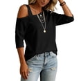 thumbnail image 4 of Warop Women's 3/4 Sleeve Tunic Top Casual Asymmetric Cold Shoulder Blouse Stylish Solid Shirts, 4 of 7
