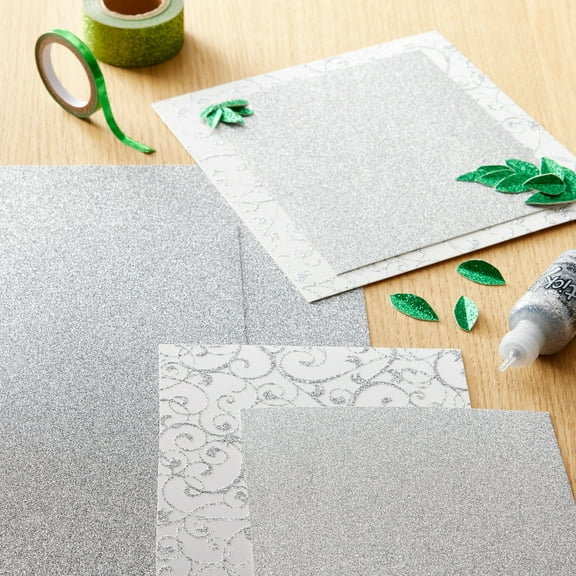 Recollections Pewter Smooth Glitter Paper, 12" x 12", 30 Pack