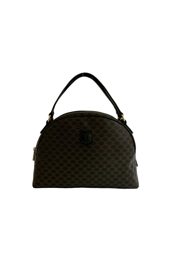 Pre-Owned CELINE Macadam Blason Triomphe Leather Handbag/Mini Boston Bag, Black, 39867 (Good)
