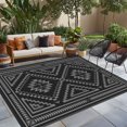 thumbnail image 5 of KUETH 8' x 10' Outdoor Rug Waterproof for Patio Carpet Plastic Reversible Straw Outdoor Rug for Camping Picnic Geometric Mat ,Black & Gray, 5 of 6
