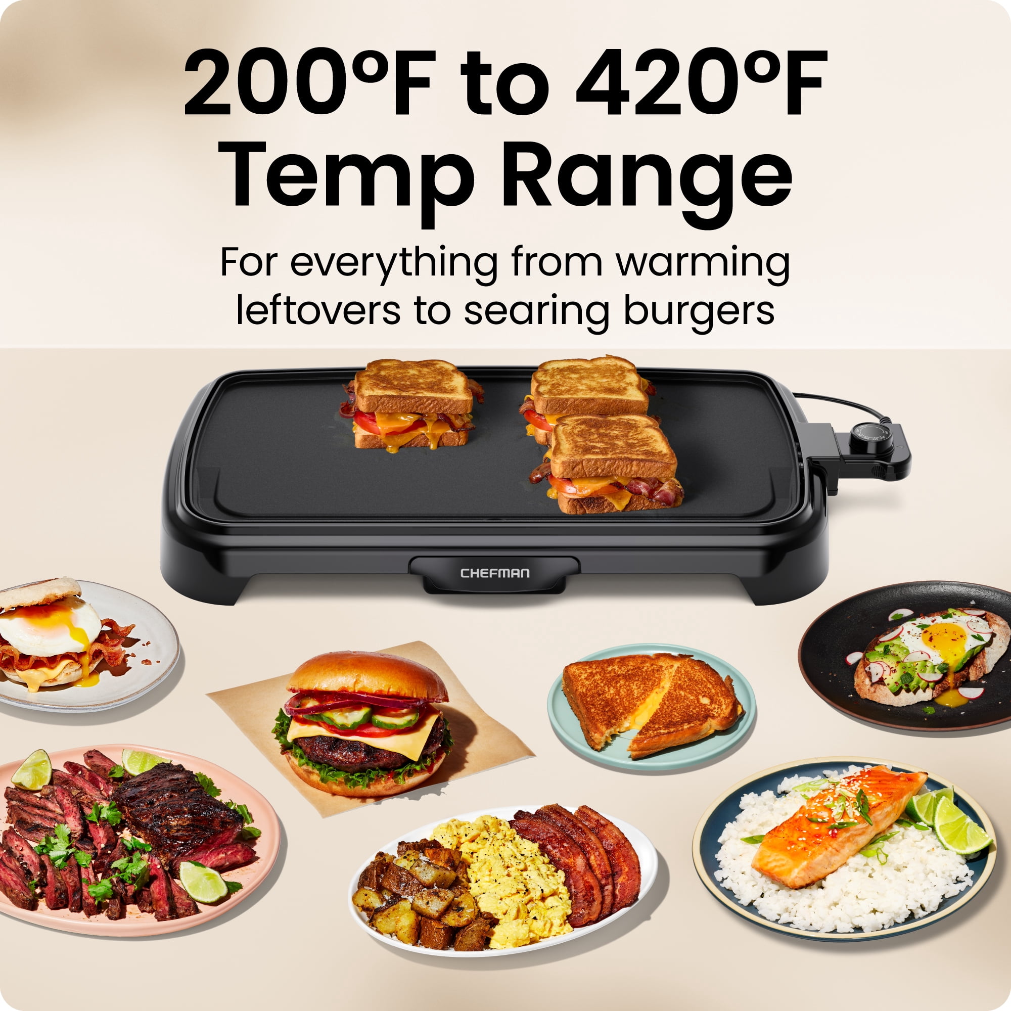 Chefman All-Purpose 10" x 20" Nonstick Extra-Large Griddle, Black