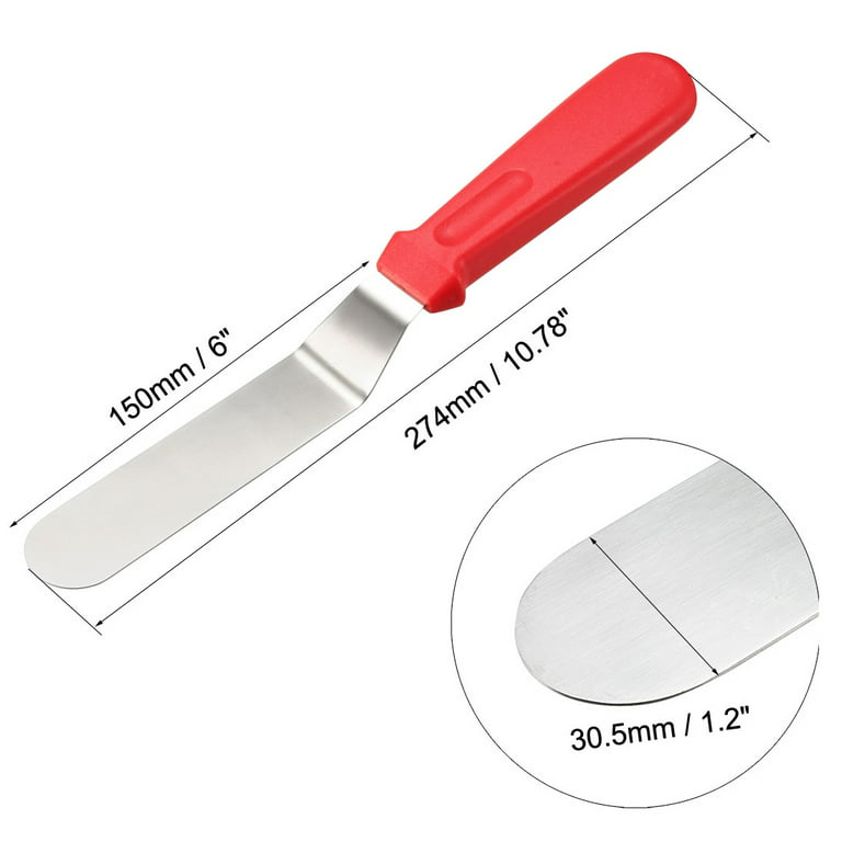 Uxcell 6-Inch Angled Frosting Spatulas Cake Decorating Stainless Steel Silver, Red