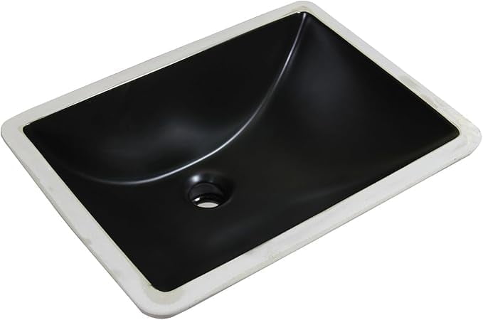 WinZo 18-inch Rectangular Undermount Bathroom Sink Modern Small Vanity Undercounter Porcelain Basin Matte Black