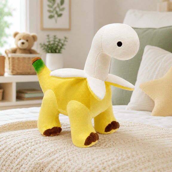 Bananasaurus Plush, 10 Inch Banana Dinosaur Stuffed Animal, Cute Banana Brontosaurus Plush Toy, Soft Banasaurus Dino Doll for Bed Sofa Shelf Decor Gift